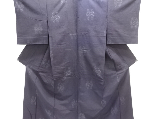 JAPANESE KIMONO / ANTIQUE HITOE KIMONO / TSUMUGI / WOVEN ABSTRACT